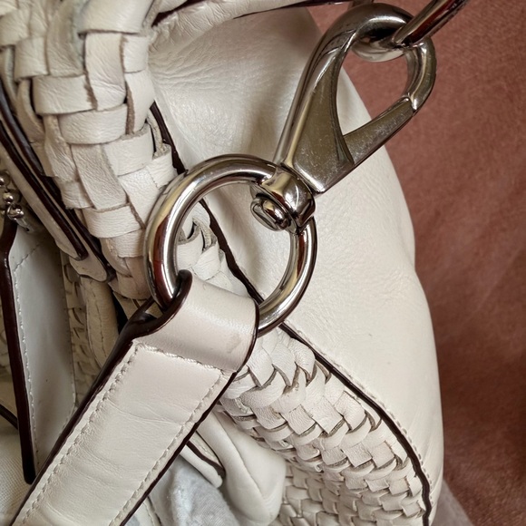 COACH Kristin Ivory White Woven Leather Satchel Bag - Picture 12 of 16